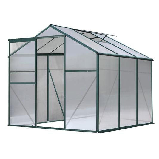 Green Fingers Greenhouse 1.9x1.9x1.83M Aluminium Polycarbonate Green House Garden Shed