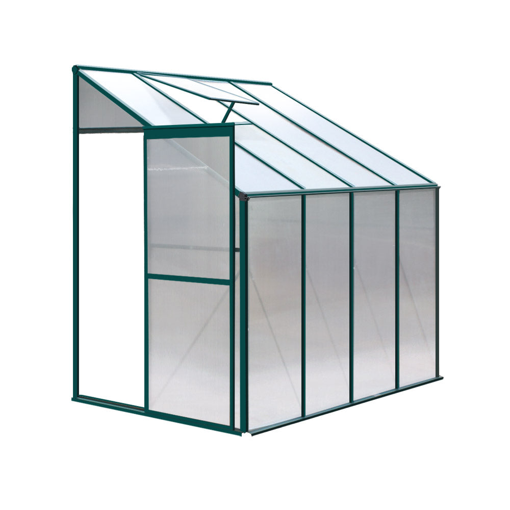 Green Fingers Greenhouse 2.52x1.27x2.13M Lean-to Aluminium Polycarbonate Green House Garden Shed