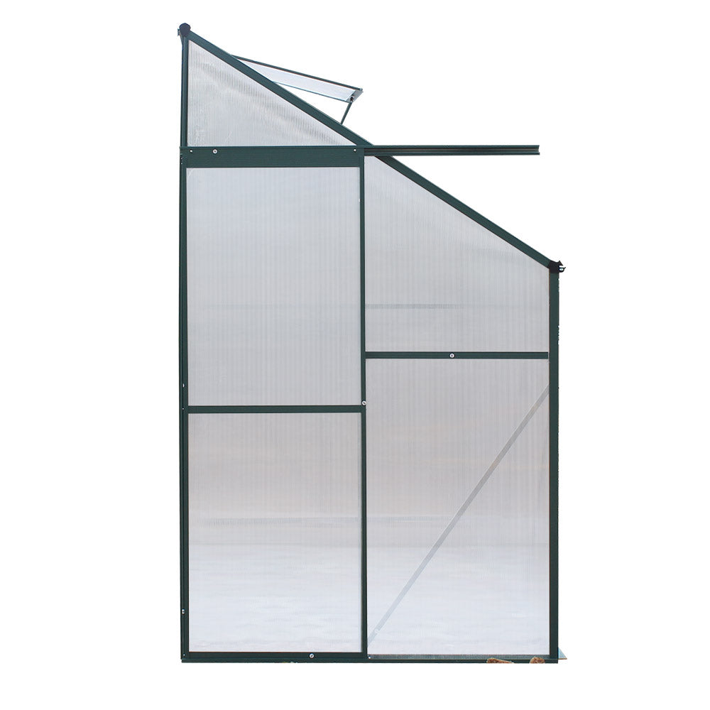 Green Fingers Greenhouse 2.52x1.27x2.13M Lean-to Aluminium Polycarbonate Green House Garden Shed