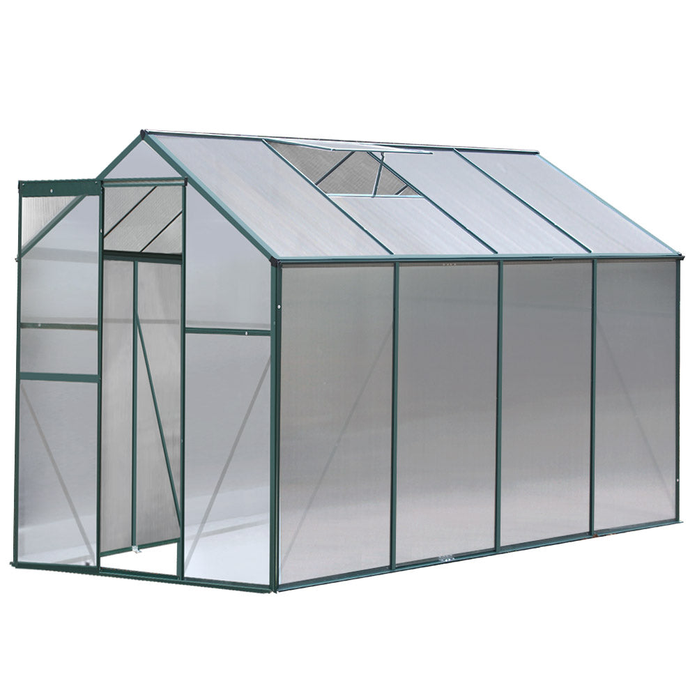 Green Fingers Greenhouse 2.52x1.9x1.83M Aluminium Polycarbonate Green House Garden Shed