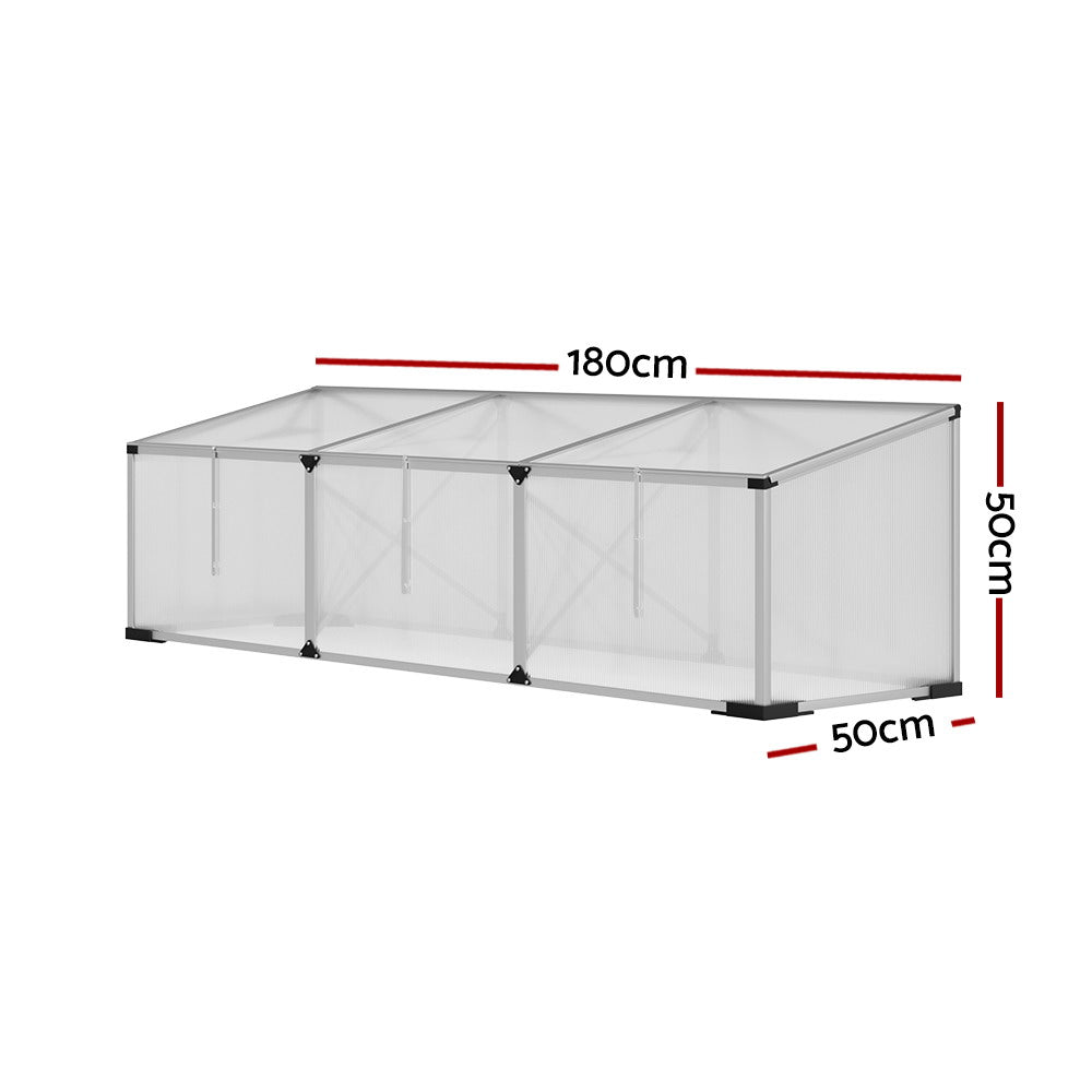 Green Fingers Greenhouse 180x50x50CM Cold Frame Plant Grow Aluminium Polycarbonate Green House