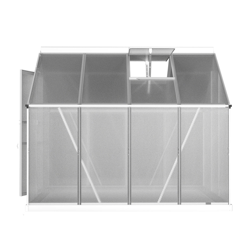 Green Fingers Greenhouse 2.42x1.9x1.95M Aluminium Polycarbonate Green House Garden Shed