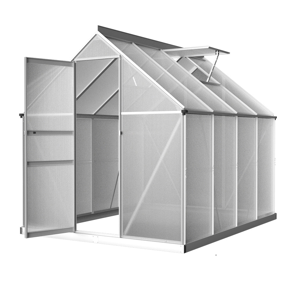 Green Fingers Greenhouse 2.42x1.9x1.95M Aluminium Polycarbonate Green House Garden Shed