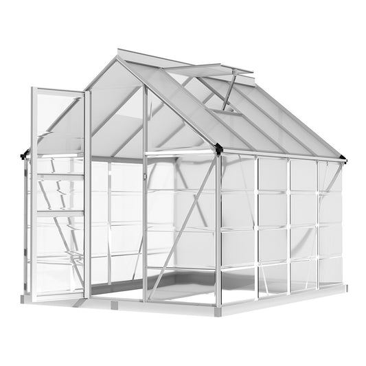 Green Fingers Greenhouse 2.48x1.89x2M Aluminium Polycarbonate Green House Garden Shed