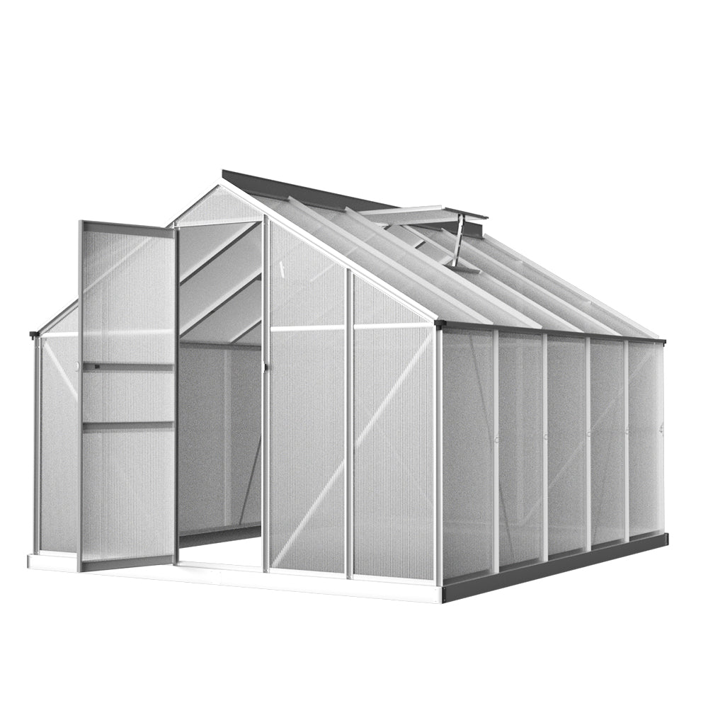 Green Fingers Greenhouse 3x2.5x1.95M Aluminium Polycarbonate Green House Garden Shed