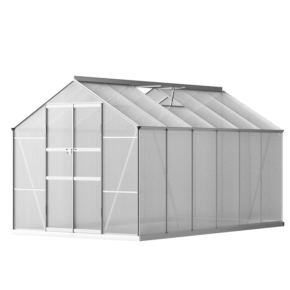 Green Fingers Greenhouse 3x2.5x2.26M Double Doors Aluminium Green House Garden Shed