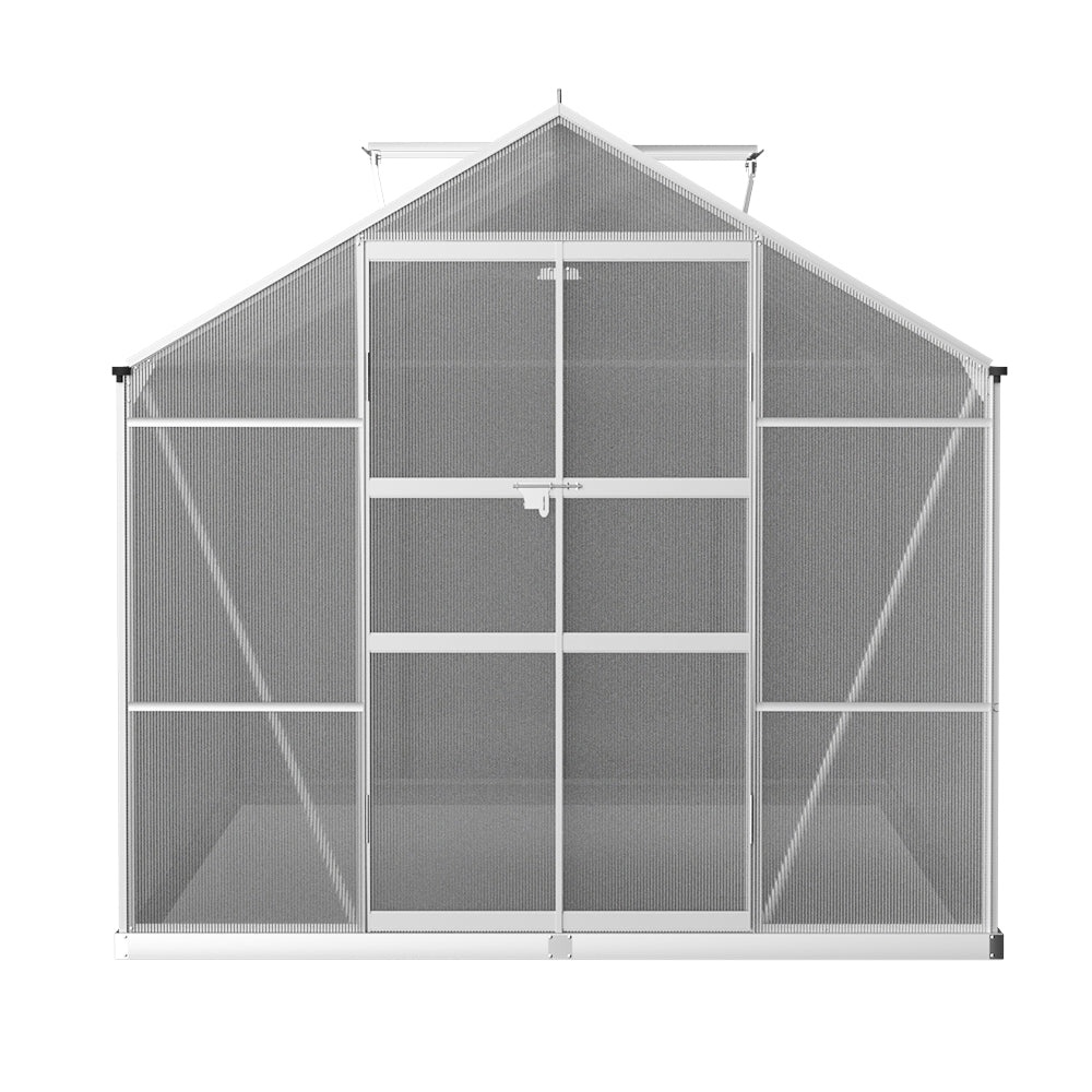 Green Fingers Greenhouse 3x2.5x2.26M Double Doors Aluminium Green House Garden Shed