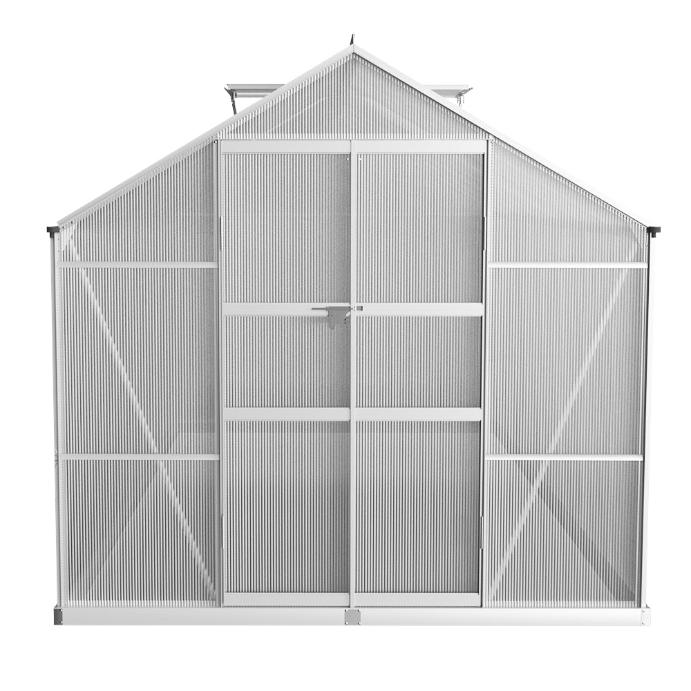 Green Fingers Greenhouse 4.1x2.5x2.26M Double Doors Aluminium Green House Garden Shed