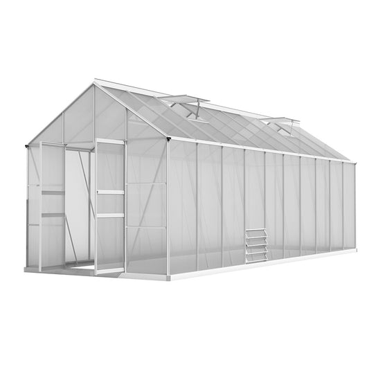 Greenfingers Greenhouse 6.03x2.44x2.68M Double Doors Aluminium Green House Garden Shed