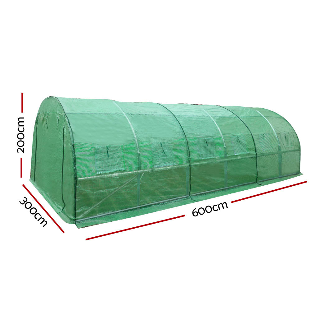 Green Fingers Greenhouse 6x3x2M Walk in Green House Tunnel Plant Garden Shed Dome