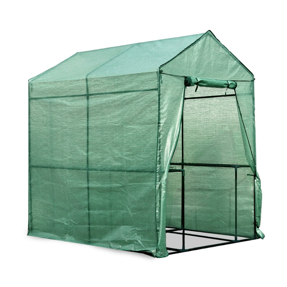 Green Fingers Greenhouse 1.2x1.9x1.9M Walk in Green House Tunnel Plant Garden Shed 4 Shelves