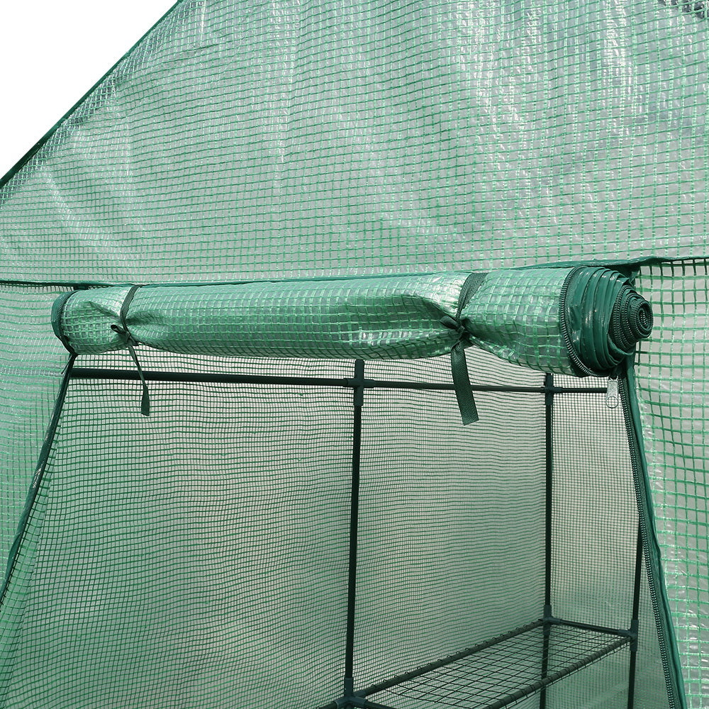 Green Fingers Greenhouse 1.2x1.9x1.9M Walk in Green House Tunnel Plant Garden Shed 4 Shelves