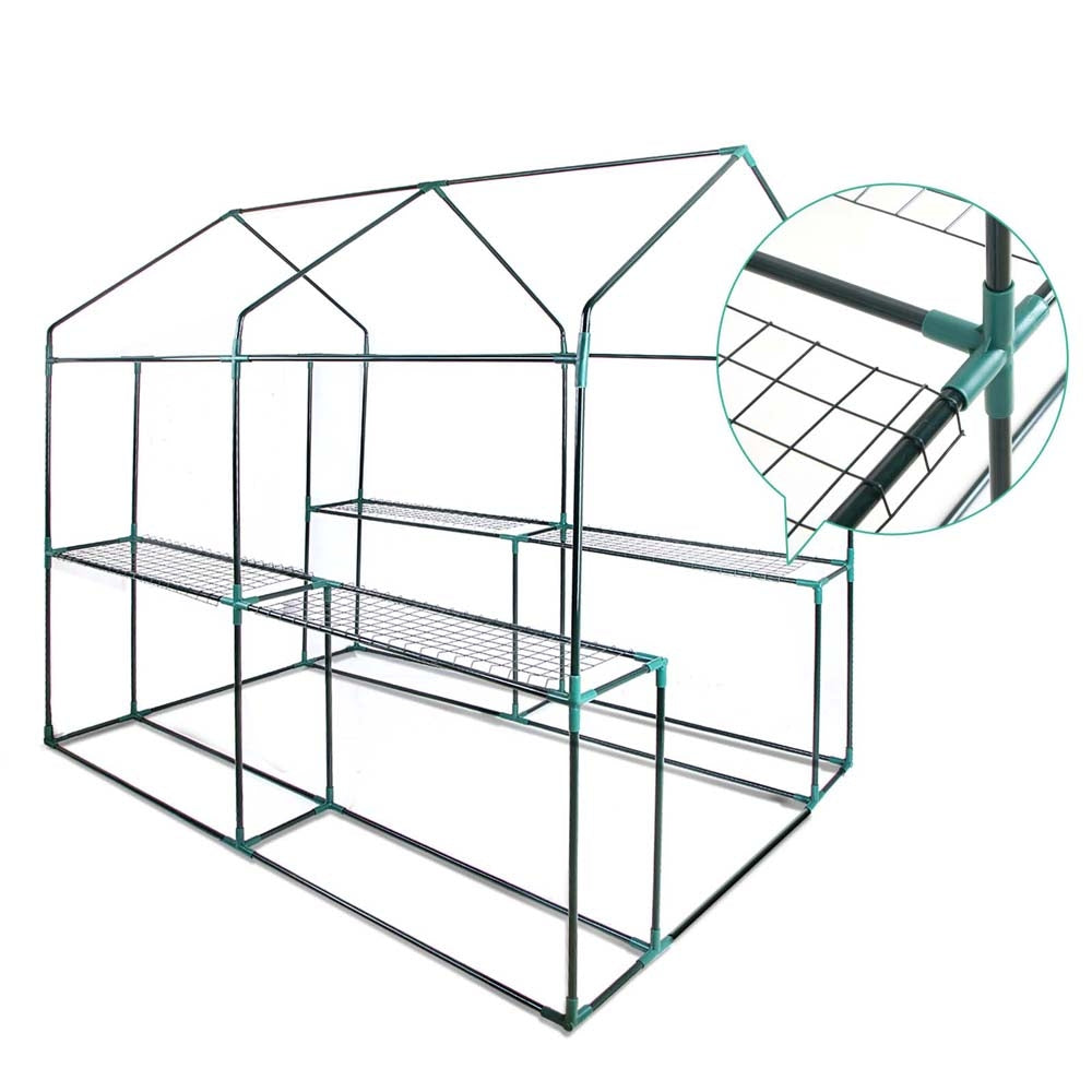 Green Fingers Greenhouse 1.2x1.9x1.9M Walk in Green House Tunnel Clear Garden Shed 4 Shelves