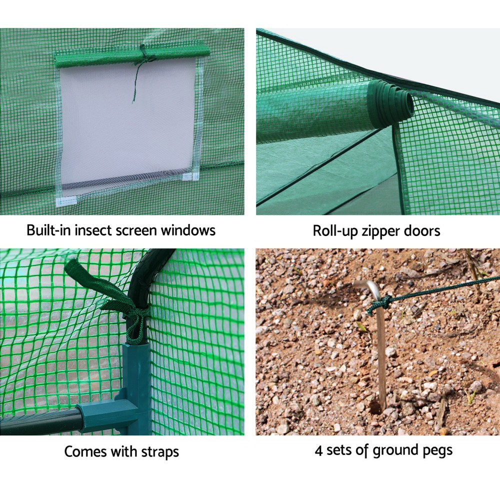 Green Fingers Greenhouse 3.5x2x2M Walk in Green House Tunnel Plant Garden Shed