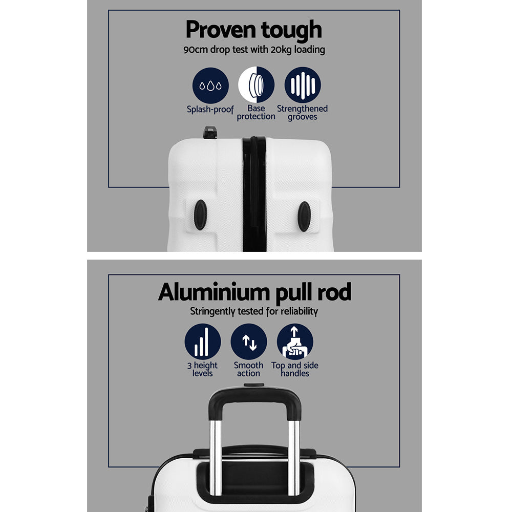 Wanderlite 3Set 20-24-28 Inch Luggage with TSA Lock Spinner Travel Suitcase Carry On Hard Shell Luggage Case White