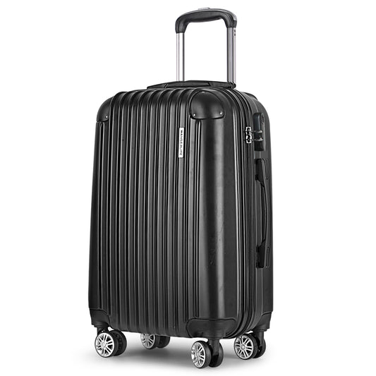 Wanderlite 20 Inch Luggage with Zipper Lock Carry On Hard Shell Travel Suitcase Luggage Case Black