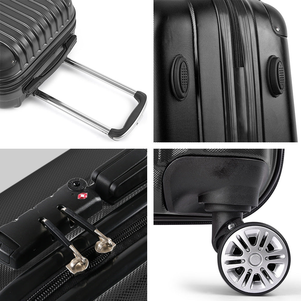 Wanderlite 24 Inch Luggage with TSA Lock Spinner Travel Suitcase Carry On Hard Shell Luggage Case Black