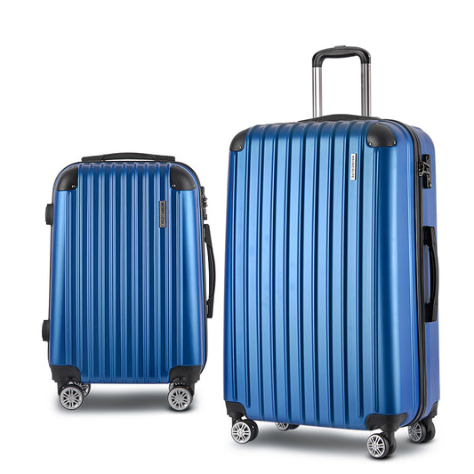 Wanderlite 20-28 Inch Luggage 2Set with TSA Lock Spinner Carry On Hard Shell Travel Suitcase Luggage Case Blue