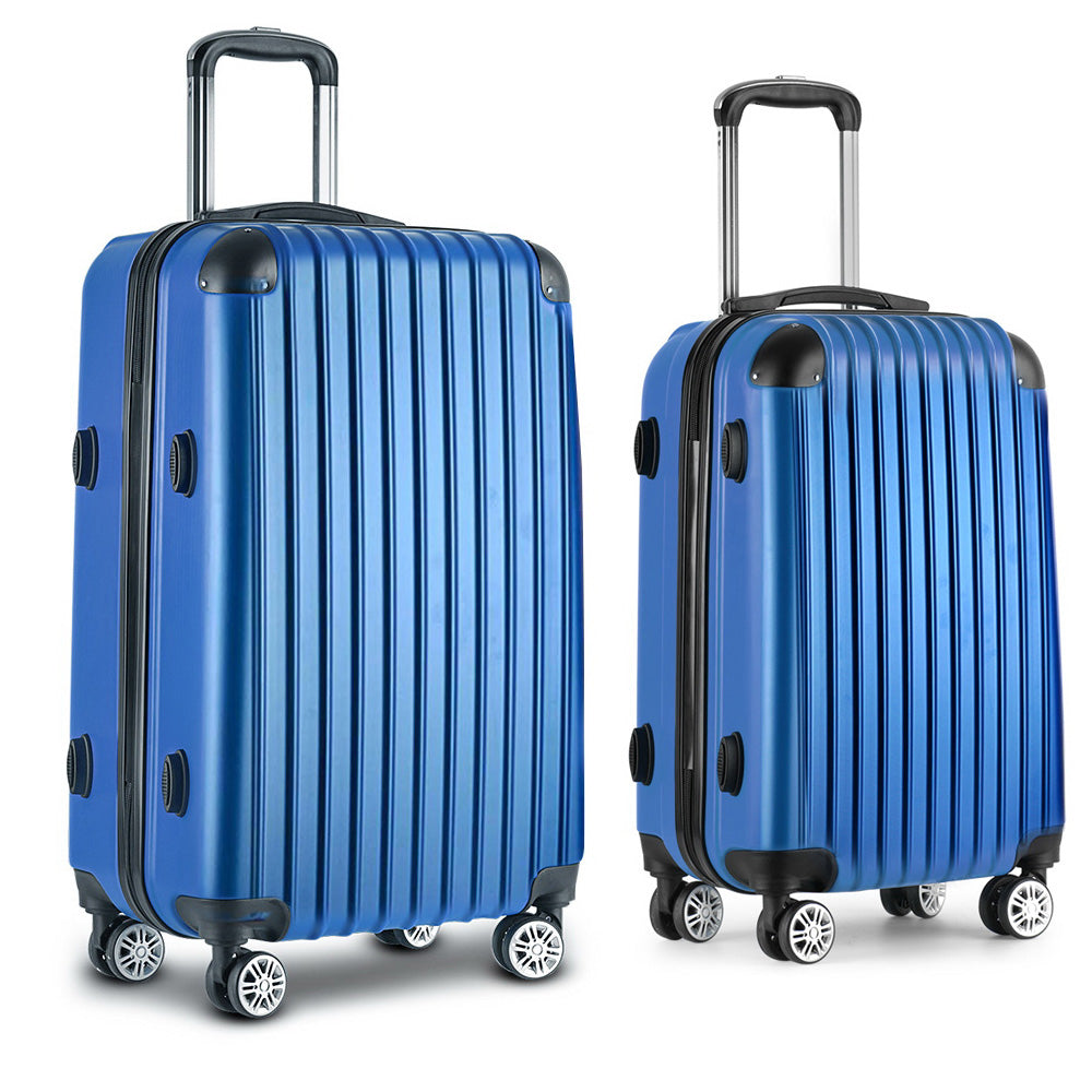 Wanderlite 20-28 Inch Luggage 2Set with TSA Lock Spinner Carry On Hard Shell Travel Suitcase Luggage Case Blue