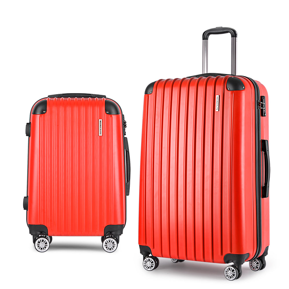 Wanderlite 20-28 Inch Luggage 2Set with TSA Lock Spinner Carry On Hard Shell Travel Suitcase Luggage Case Red