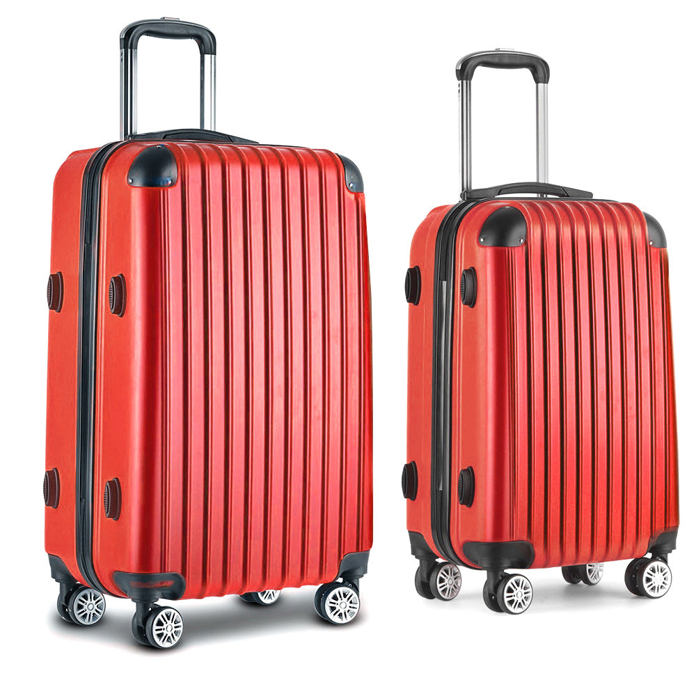 Wanderlite 20-28 Inch Luggage 2Set with TSA Lock Spinner Carry On Hard Shell Travel Suitcase Luggage Case Red