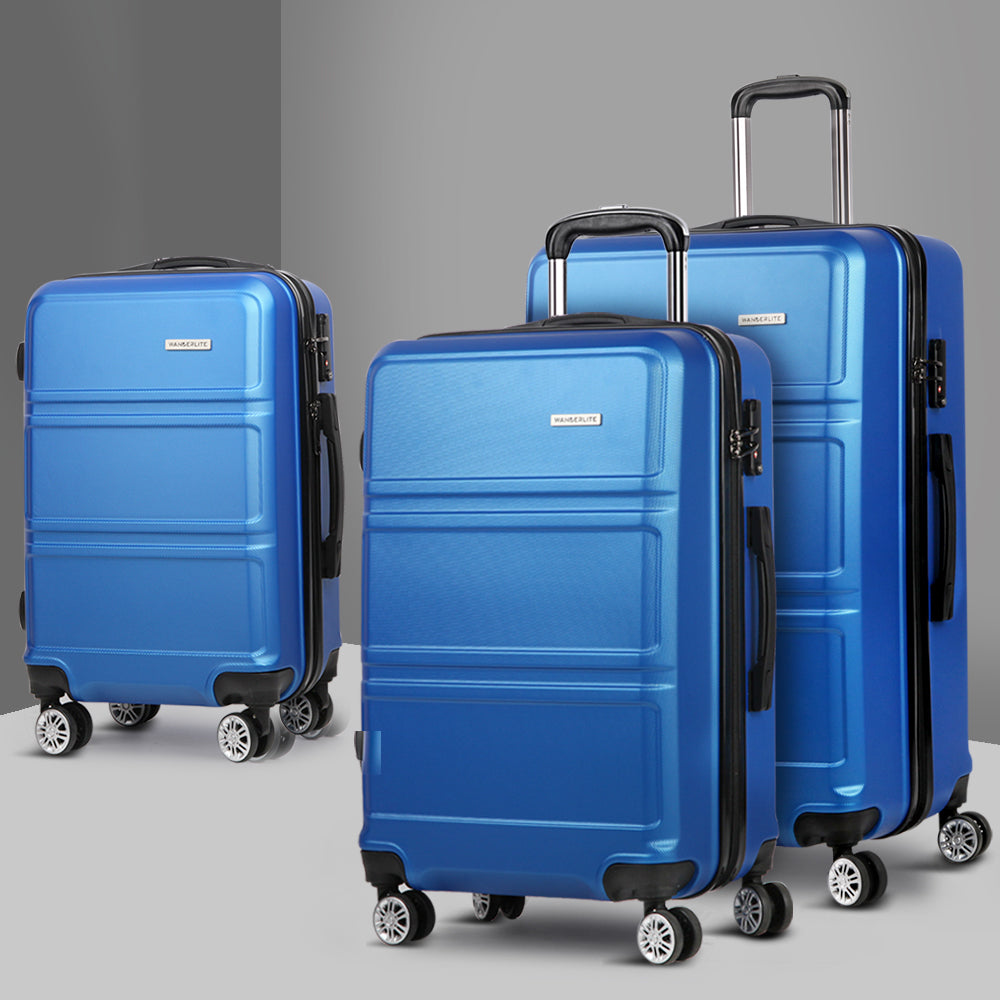 Wanderlite 20" 24" 28" Luggage with TSA Lock Spinner Travel Suitcase Carry On Hard Shell Luggage Case Blue