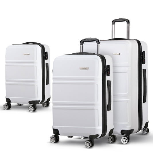 Wanderlite 20" 24" 28" Luggage with TSA Lock Spinner Travel Suitcase Carry On Hard Shell Luggage Case White