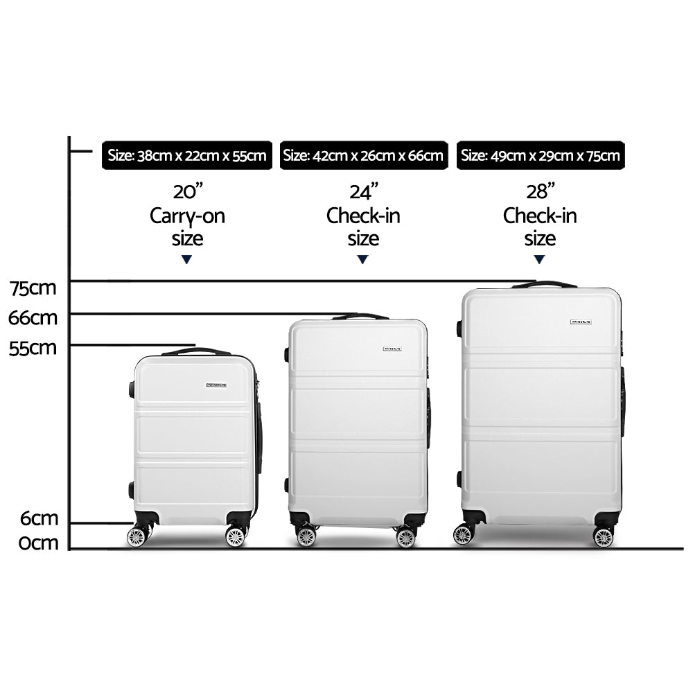 Wanderlite 20" 24" 28" Luggage with TSA Lock Spinner Travel Suitcase Carry On Hard Shell Luggage Case White