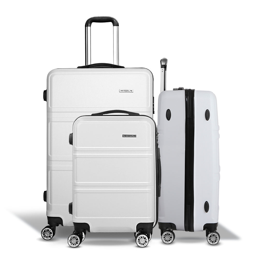 Wanderlite 20" 24" 28" Luggage with TSA Lock Spinner Travel Suitcase Carry On Hard Shell Luggage Case White