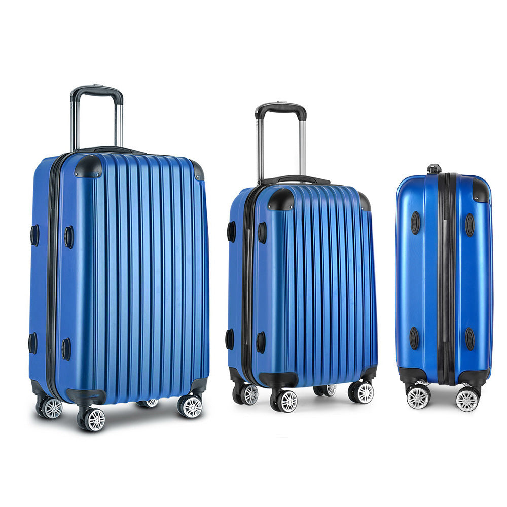 Wanderlite 3 Set Luggage 20-24-28 Inch with TSA Lock Spinner Hard Shell Travel Suitcase Luggage Organiser Case Blue