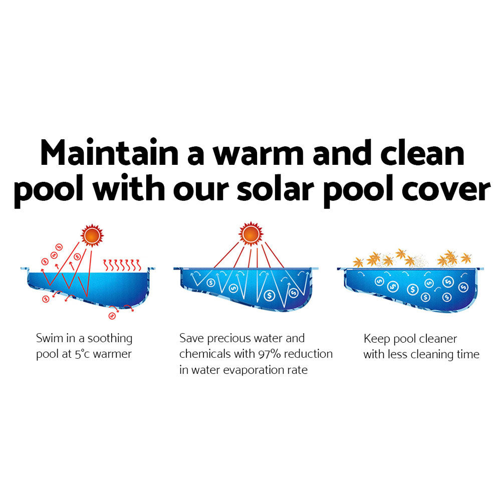 Aquabuddy Pool Cover 500 Micron 8.5x4.2m Swimming Pool Solar Blanket Blue Silver