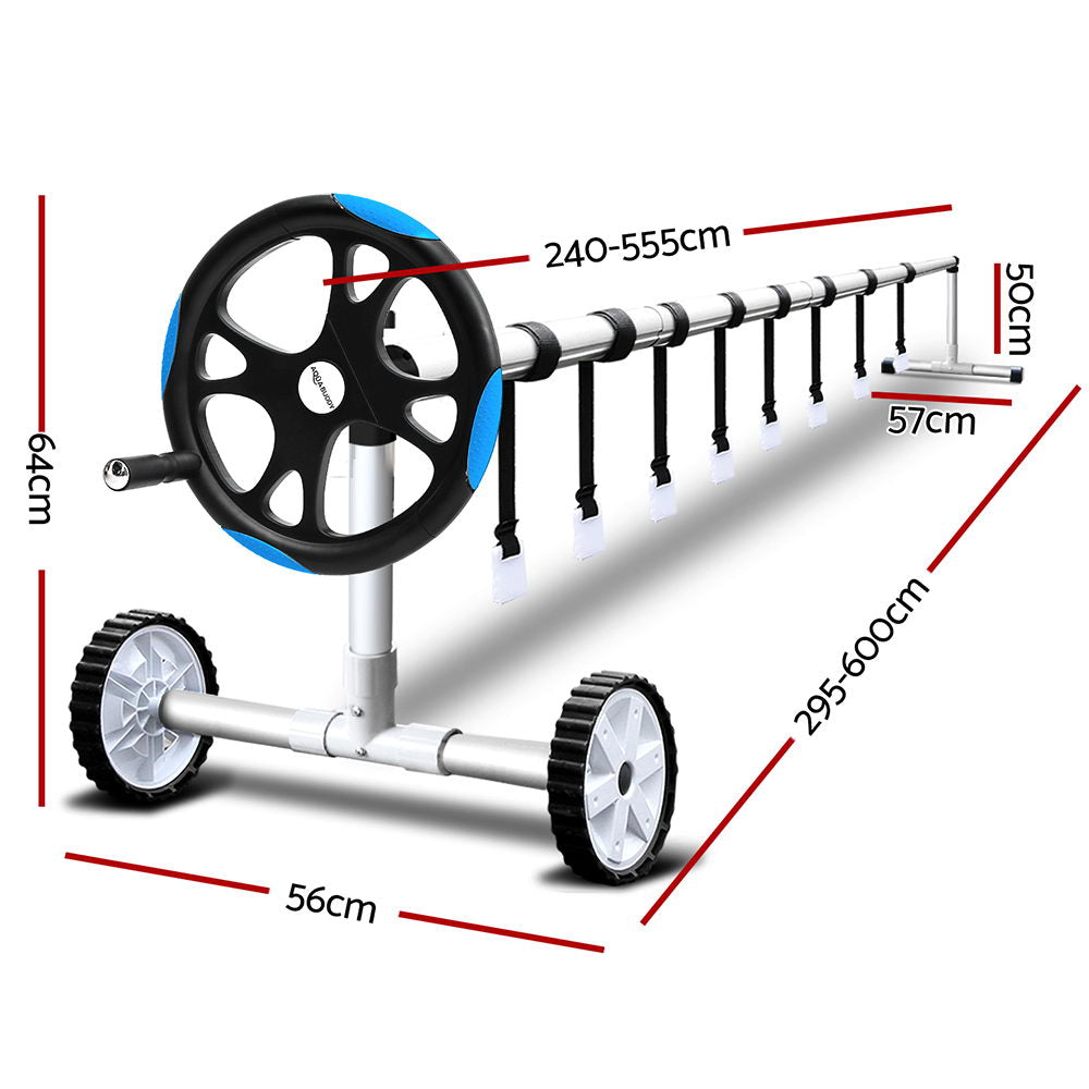 Aquabuddy Pool Cover Roller 5.5m Adjustable Swimming Pool Solar Blanket Reel Blue