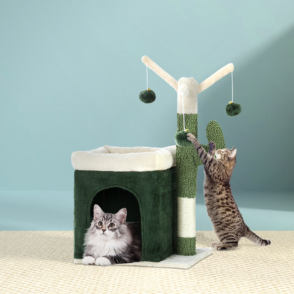 i.Pet Cat Tree 70cm Scratching Post Tower Scratcher Wood Condo House Toy Bed Green