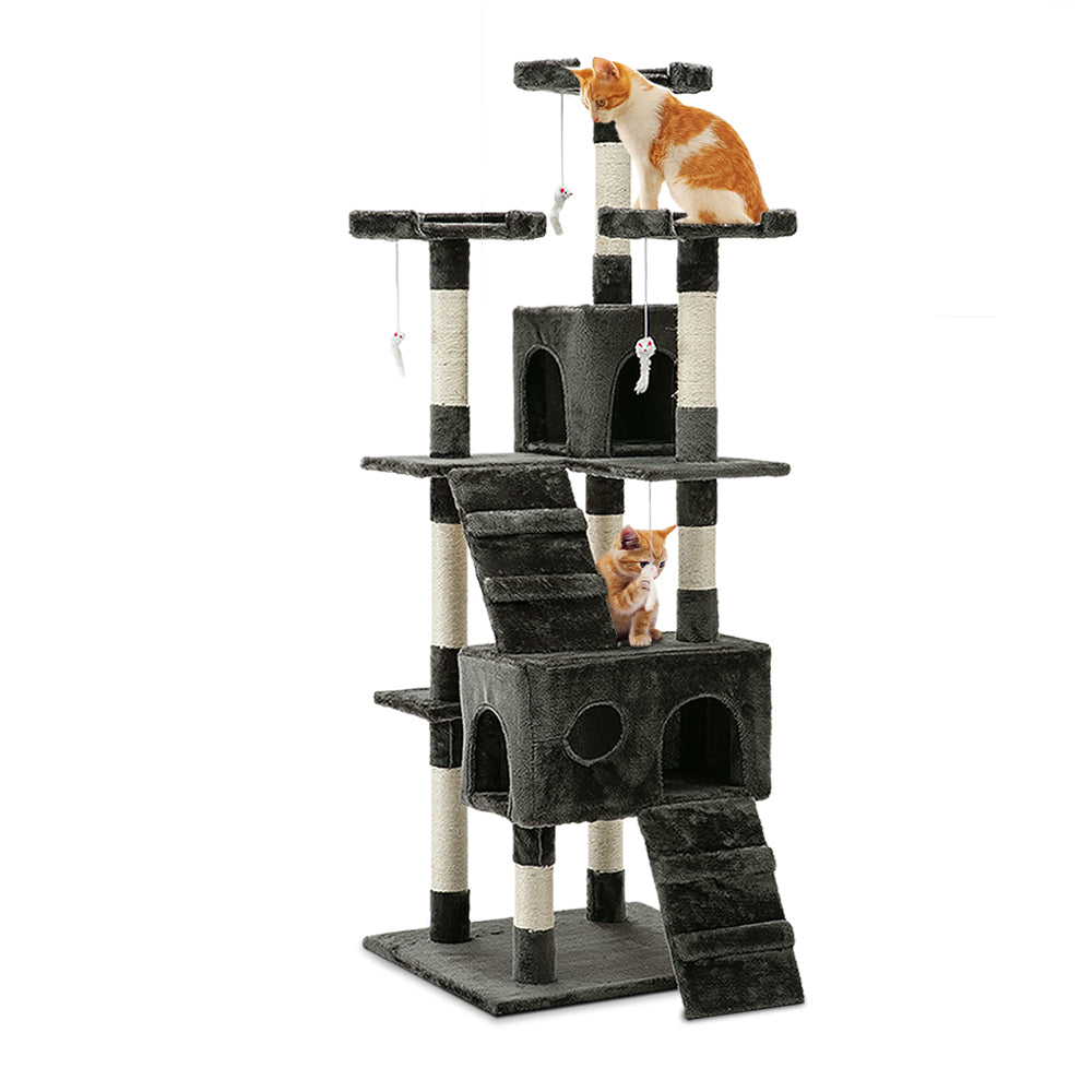 i.Pet Cat Tree 180cm Tower Scratching Post Scratcher Wood Condo House Toys Grey