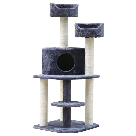 i.Pet Cat Tree 126cm Tower Scratching Post Scratcher Condo Trees House Grey