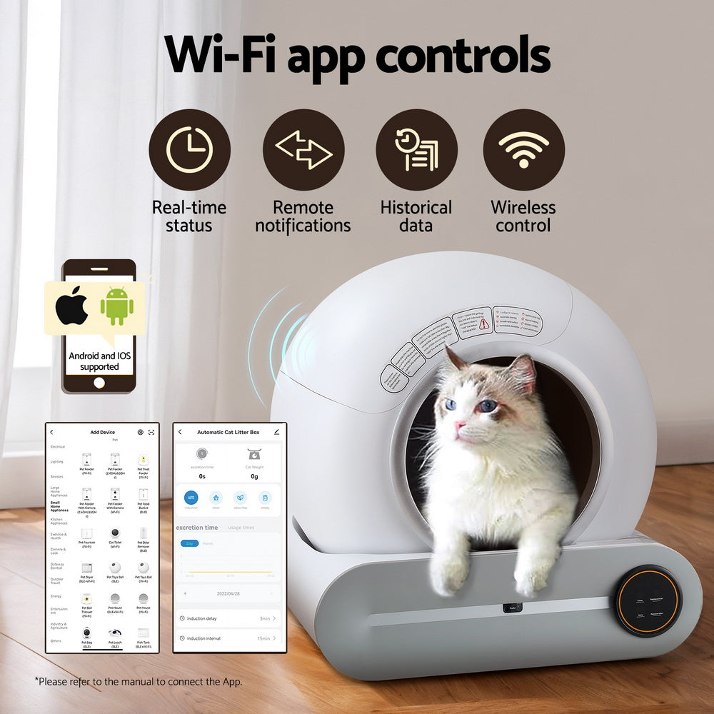 i.Pet Automatic Cat Litter Box Self-Cleaning Large Smart Cat Litter Box Toilet App Control 9L