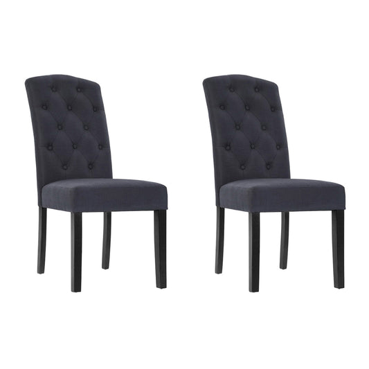 Artiss Dining Chairs Set of 2 Linen Parsons Chair Dark Grey