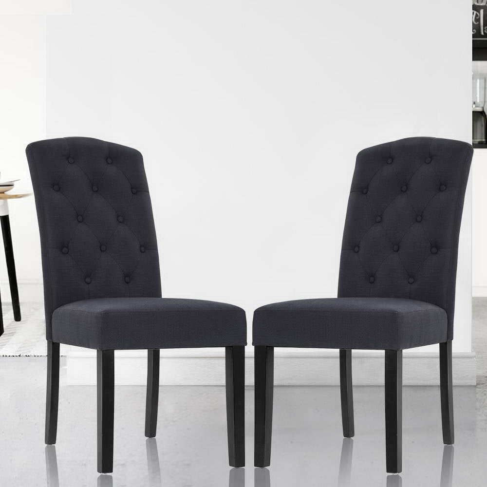 Artiss Dining Chairs Set of 2 Linen Parsons Chair Dark Grey