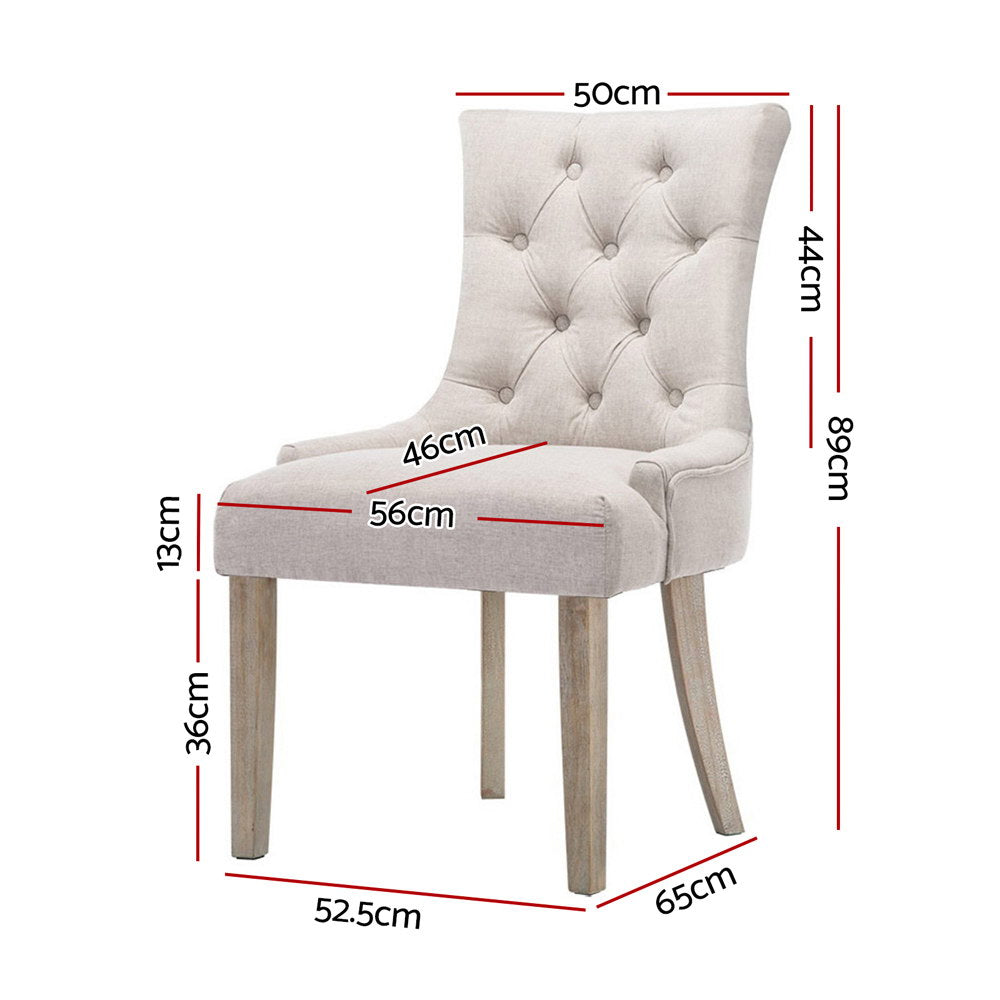 Artiss Dining Chairs Set of 2 Linen French Provincial Beige