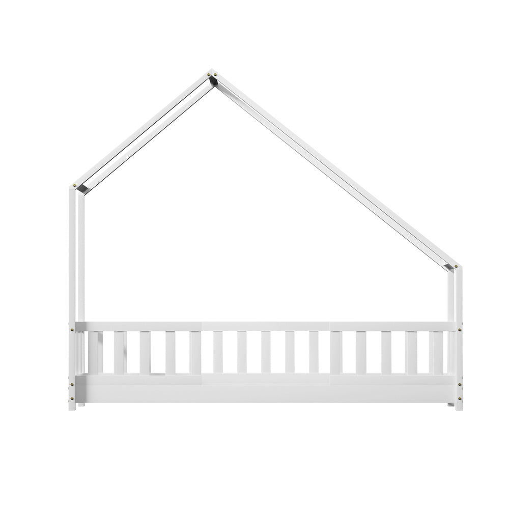 Artiss Bed Frame Wooden Kids House Single Frame White PAVO