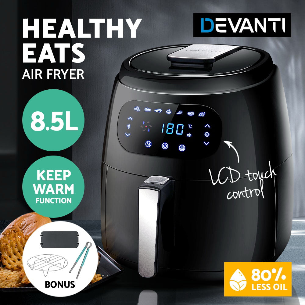 Devanti Air Fryer 8.5L LCD Digital Oil Free Deep Frying Cooker Accessories Rack