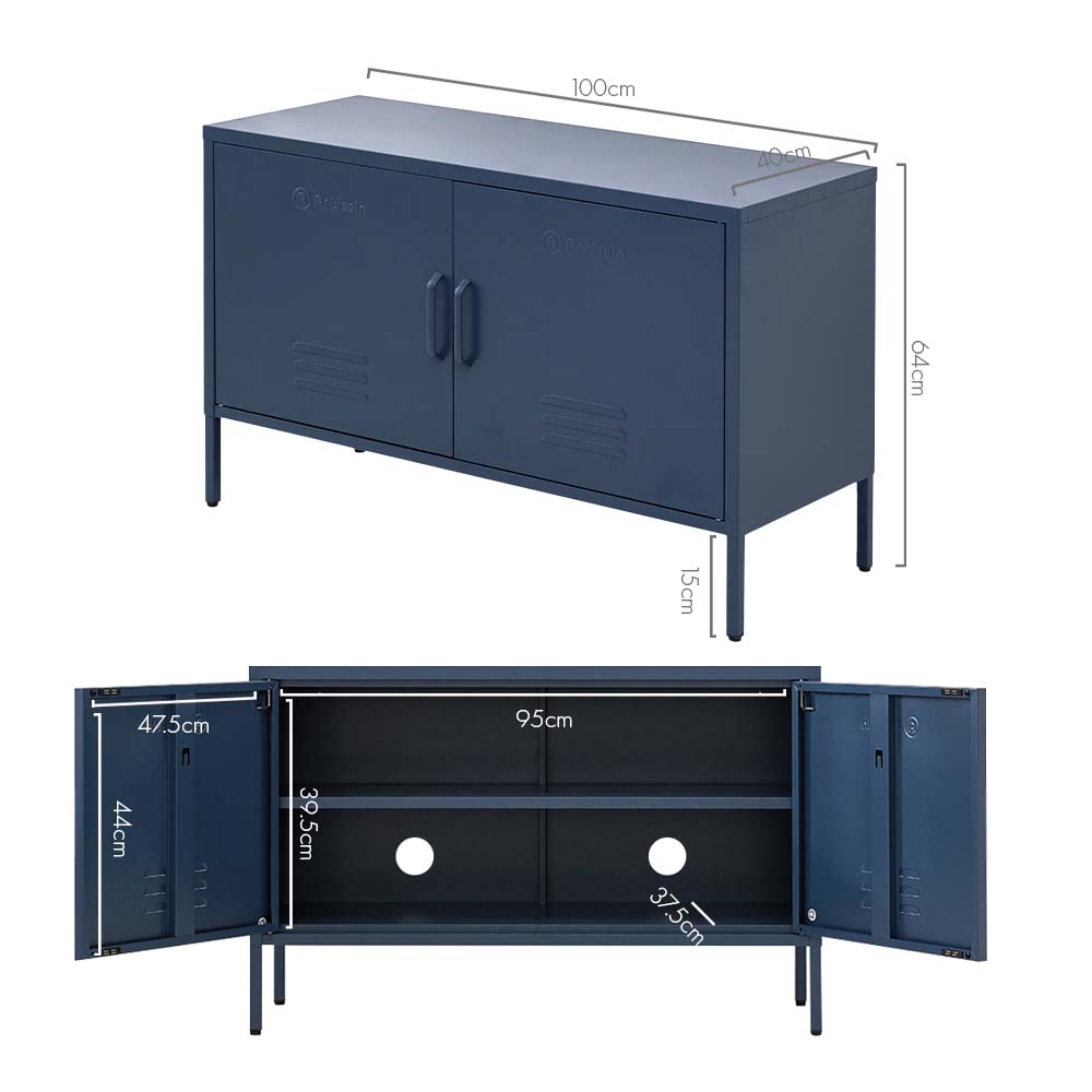 ArtissIn Base Metal Locker Storage Shelf Organizer Cabinet Buffet Sideboard Blue