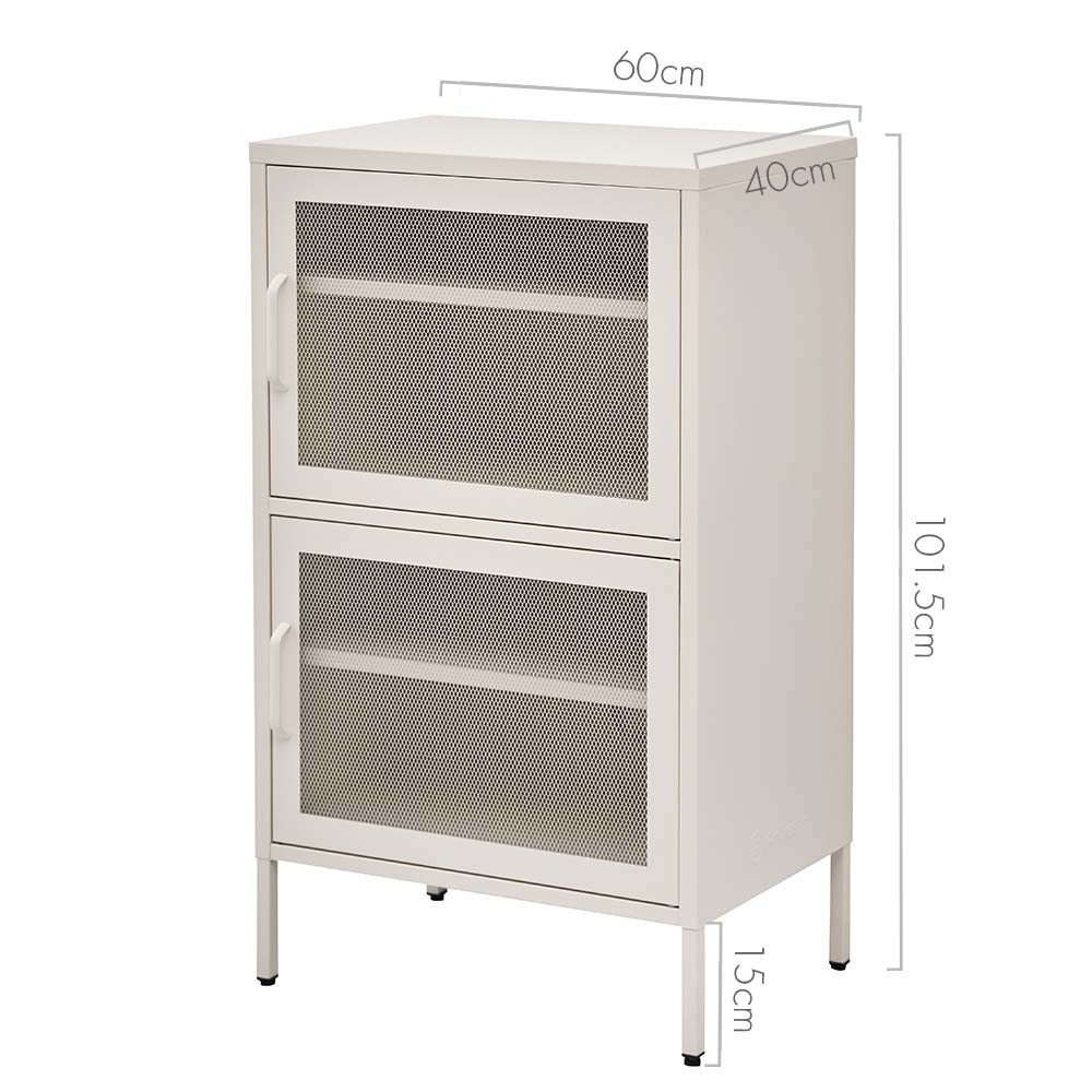 ArtissIn Double Mesh Door Storage Cabinet Organizer Bedroom White