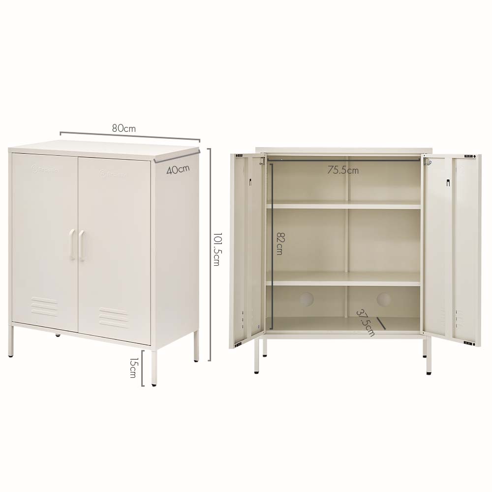 ArtissIn Sweetheart Metal Locker Storage Shelf Shoe Cabinet Buffet Sideboard White