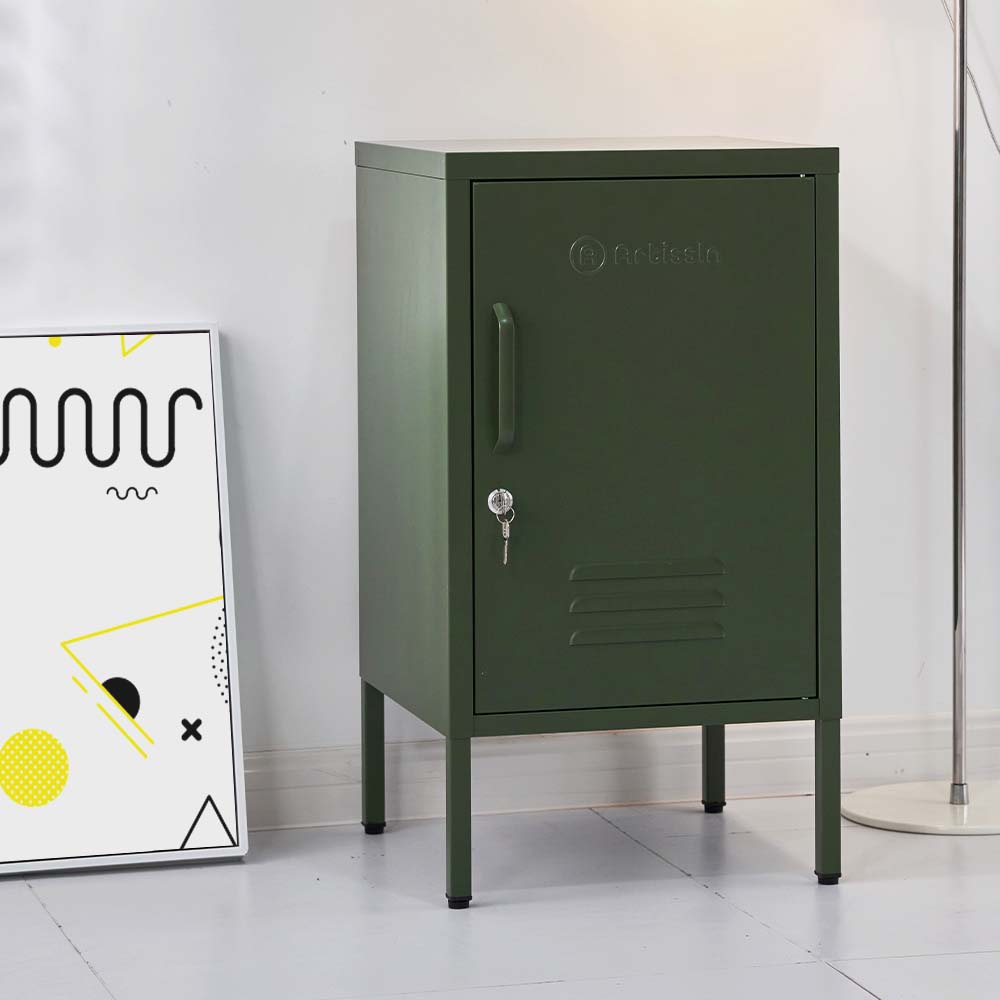 ArtissIn Metal Locker Storage Shelf Filing Cabinet Cupboard Bedside Table Green