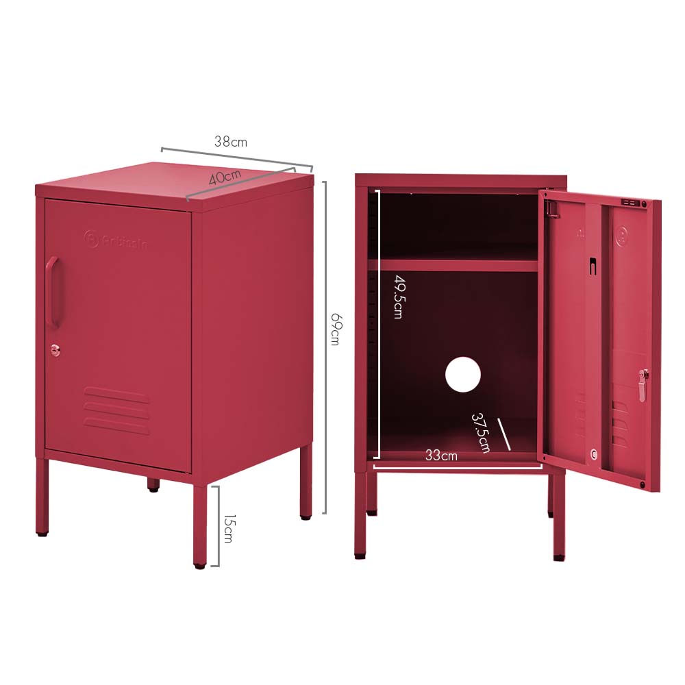 ArtissIn Metal Locker Storage Shelf Filing Cabinet Cupboard Bedside Table Pink