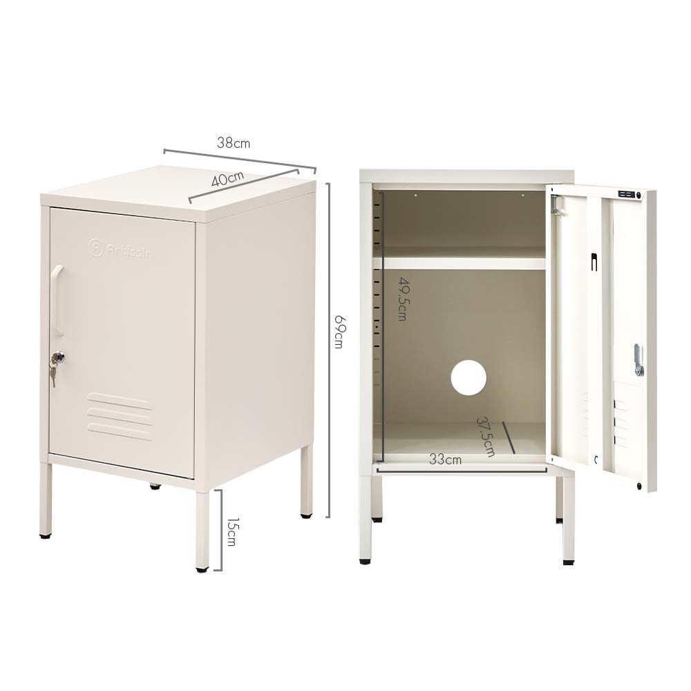 ArtissIn Metal Locker Storage Shelf Filing Cabinet Cupboard Bedside Table White