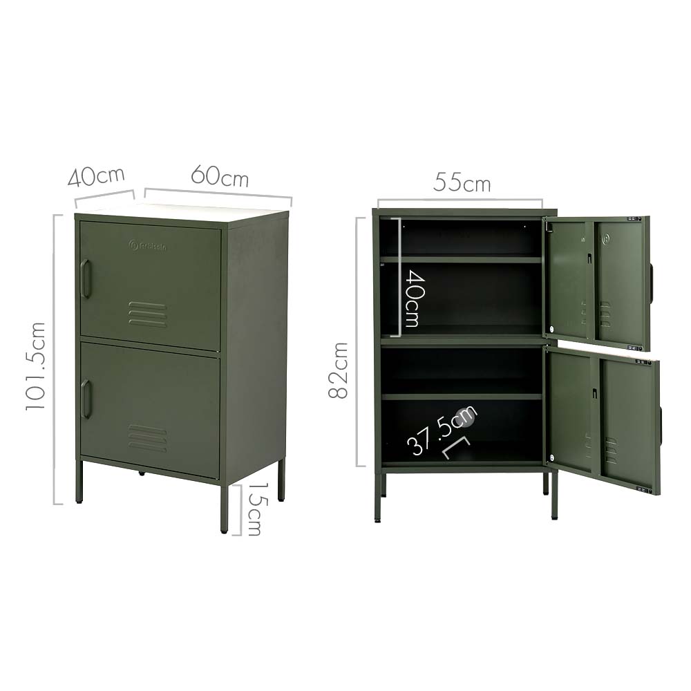 ArtissIn Double Storage Cabinet Shelf Organizer Bedroom Green