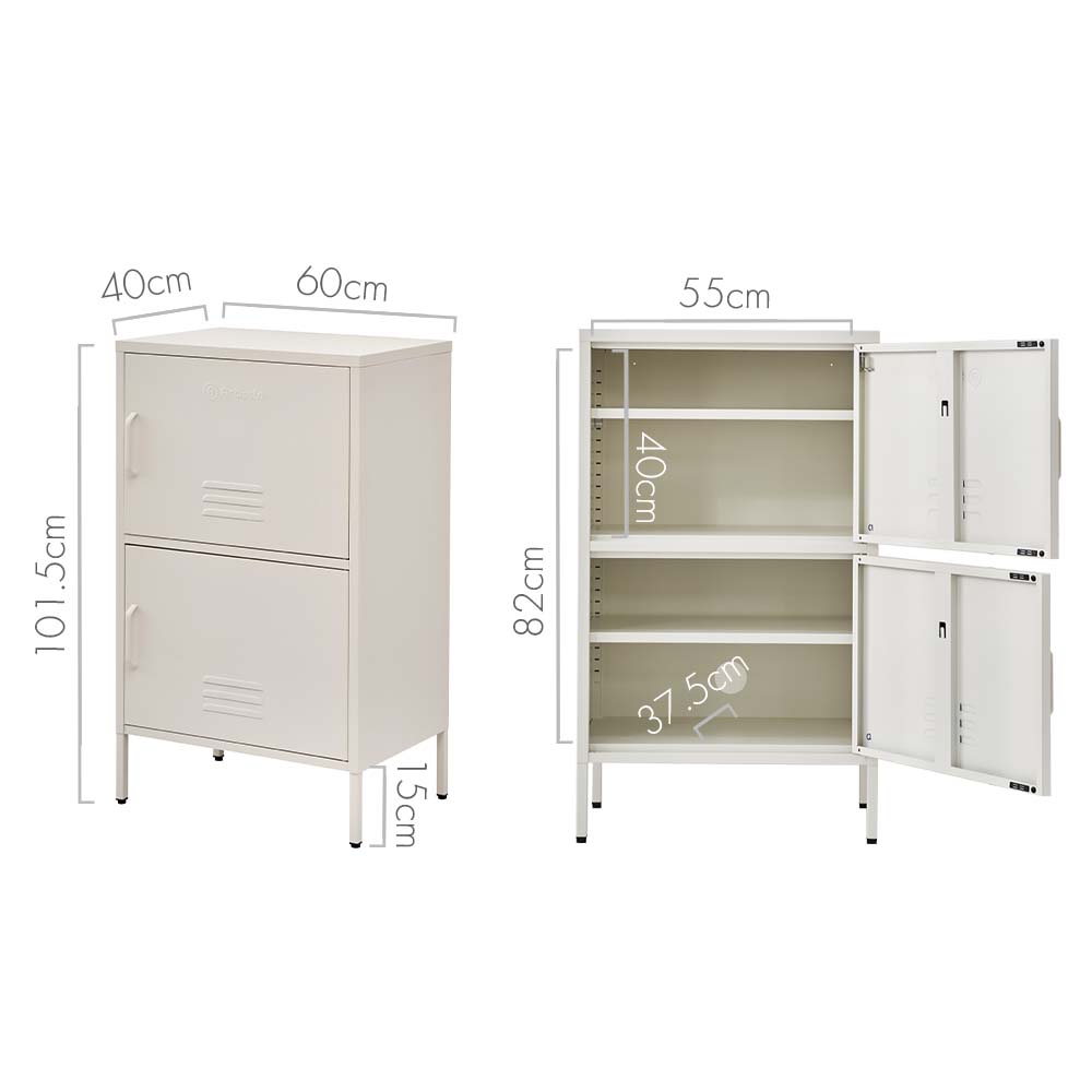 ArtissIn Double Storage Cabinet Shelf Organizer Bedroom White