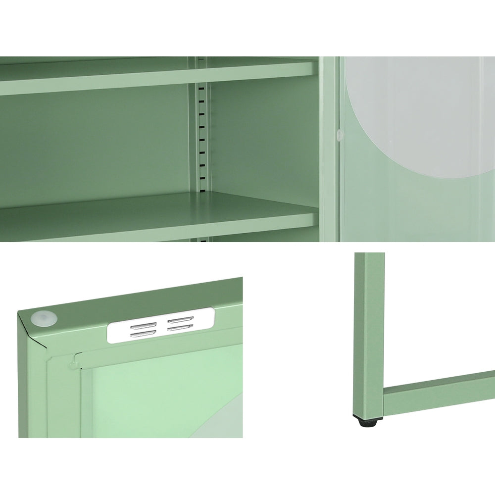 ArtissIn Buffet Sideboard Metal Locker Display Shelves Cabinet Storage Green